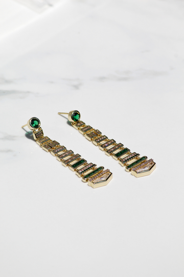 DECO EARRINGS- EMERALD